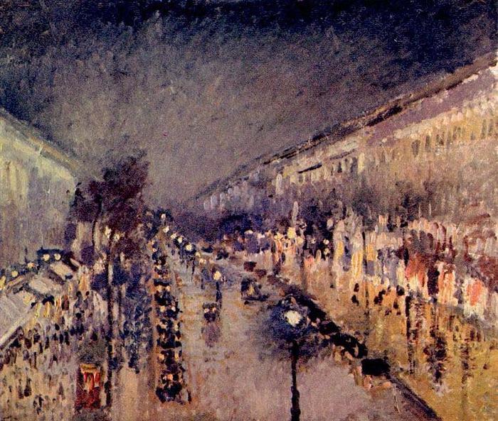 Camille Pissarro Boulevard Montmartre in der Nacht